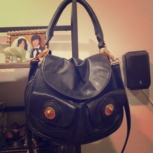 Marc Jacobs Leather Hobo Shoulder Bag - Black